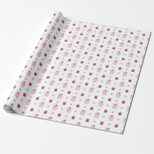 Happy Piggy Wrapping Paper Cadeaupapier (Uitgerold)