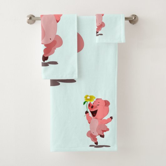 Happy Piglet met Daisy Bath Towels - Uw kleuren Bad Handdoek (Insitu)