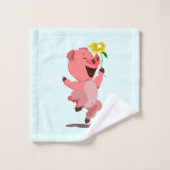 Happy Piglet met Daisy Bath Towels - Uw kleuren Bad Handdoek (Wasdoekje)