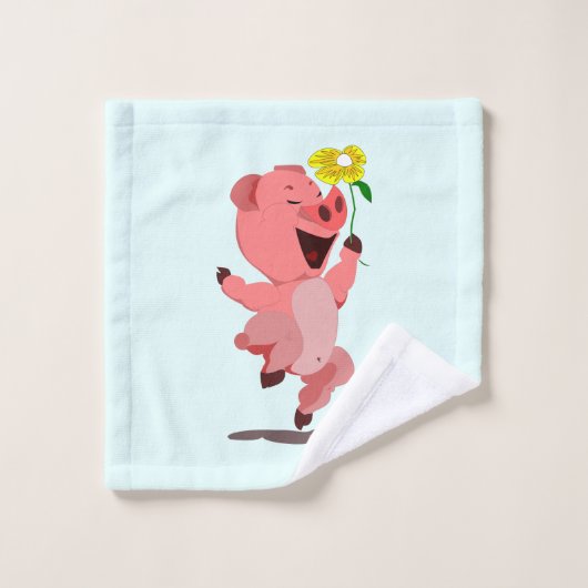Happy Piglet met Daisy Bath Towels - Uw kleuren Bad Handdoek (Wasdoekje)