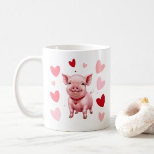 Happy Piglet met harten, varkenshouders Koffiemok