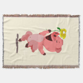 Happy Piglet Throw Blanket Deken (Voorkant)
