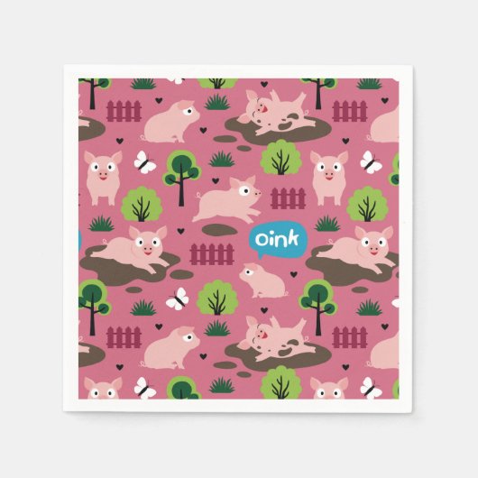 Happy Piglets in de modder Napkins Servet (Voorkant)