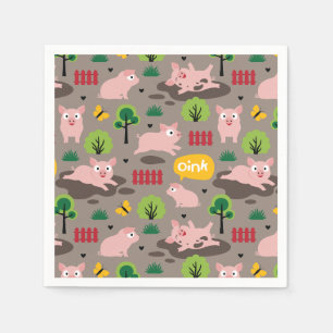 Happy Piglets in de modder Napkins Servet