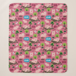 Happy Piglets in de mud Sherpa Blanket Deken