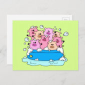 Happy Pigs Illustratie Briefkaart (Voorkant / Achterkant)