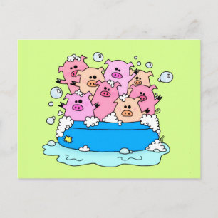 Happy Pigs Illustratie Briefkaart