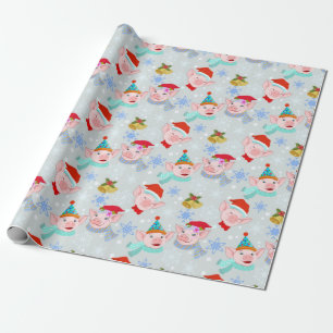 Happy Pigs-kerstpatroon Cadeaupapier