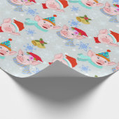 Happy Pigs-kerstpatroon Cadeaupapier (Hoek)