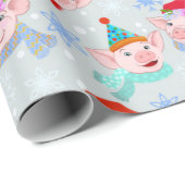 Happy Pigs-kerstpatroon Cadeaupapier (Rol Hoek)