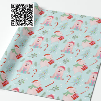 Happy Pigs-kerstpatroon Cadeaupapier