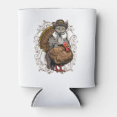 Happy Pilgrim Kat Thanksgiving Kostuum Turkije Hol Blikjeskoeler (Voorkant)