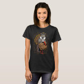 Happy Pilgrim Kat Thanksgiving Kostuum Turkije Hol T-shirt (Voorkant volledig)