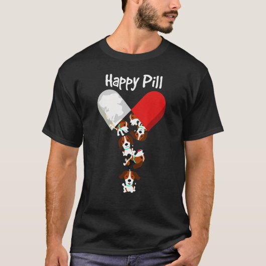 Happy Pill Beagle mama papa T-shirt (Voorkant)