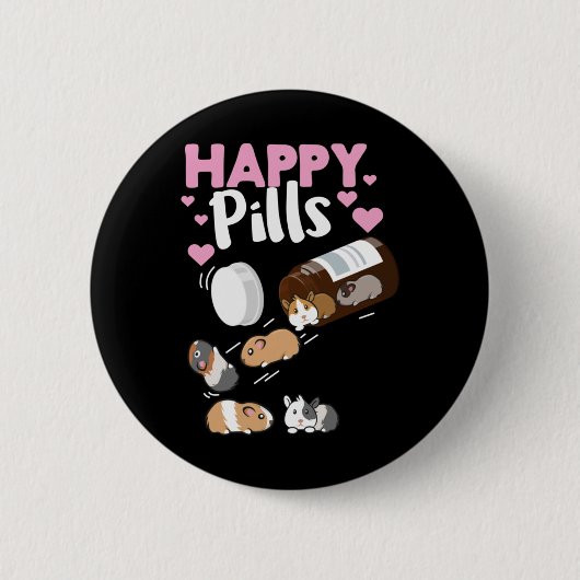 Happy Pill Guinea Pig Ronde Button 5,7 Cm (Voorkant)