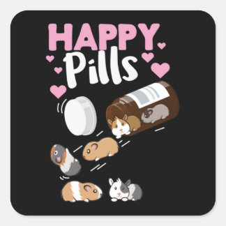 Happy Pill Guinea Pig Vierkante Sticker