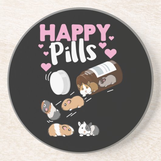 Happy Pill Guinea Pig Zandsteen Onderzetter (Voorkant)