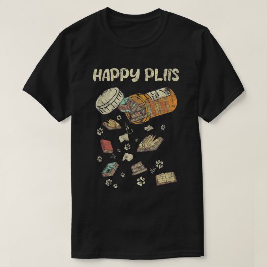 Happy Pills Books Lover Medicine Booktrovert T-Shi T-shirt (Design voorkant)