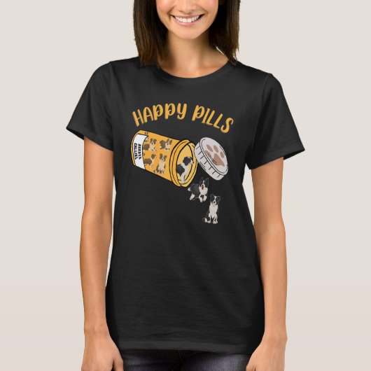Happy Pills Border Collie Dog T-shirt (Voorkant)