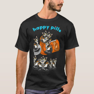Happy Pills Calico Cute Tortoiseshel Feline Cat T-shirt