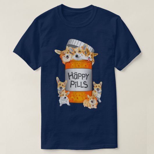 Happy Pills Corgi T-shirt (Design voorkant)