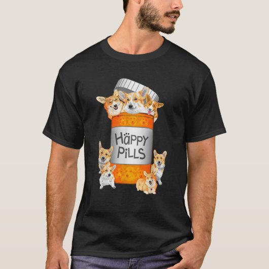 Happy Pills Corgi T shirt (Voorkant)