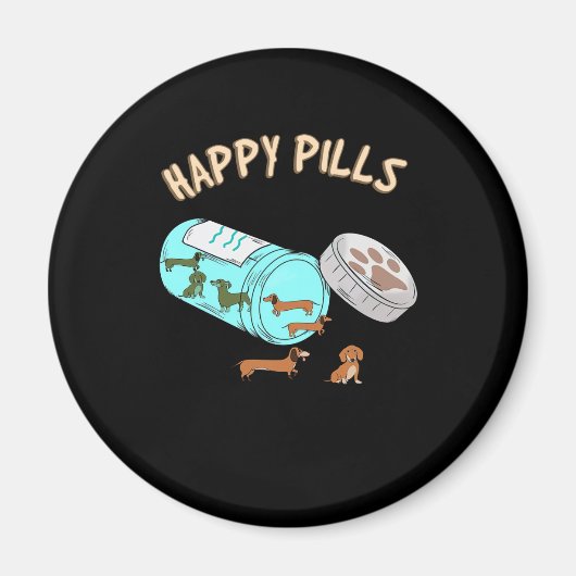 Happy Pills Dachshund Cute Dog Lover Magneet (Voorkant)
