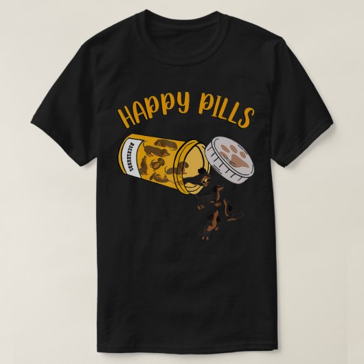Happy Pills Dachshund Dog houdt van honden T-shirt (Design voorkant)