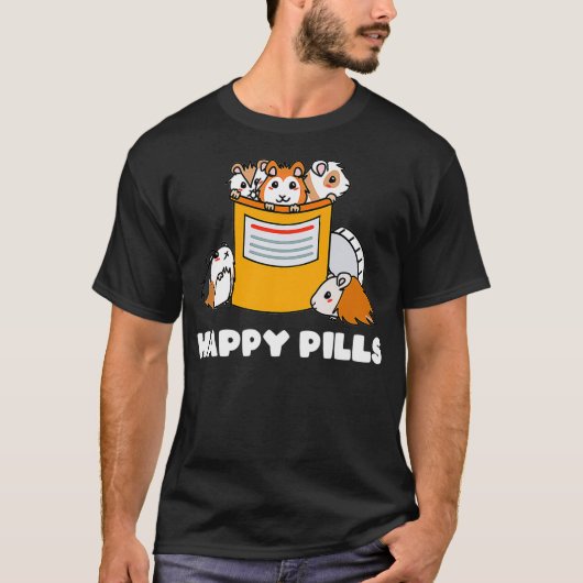 Happy Pills Guinea Pig Funny Cute Guinea Pig Premi T-shirt (Voorkant)