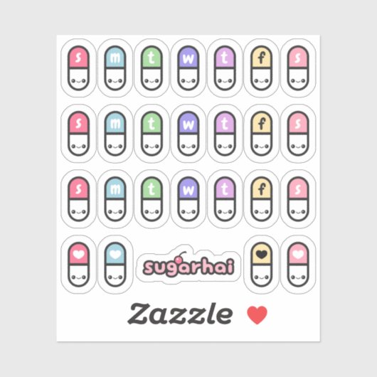 Happy Pills Medicatie Planner Sticker (Vel)