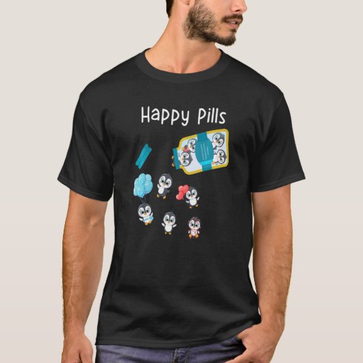Happy Pills Penguin Cute T-shirt (Voorkant)