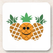 Happy Pineappel-ontwerp - Hard Plastic onderzetter (Voorkant)