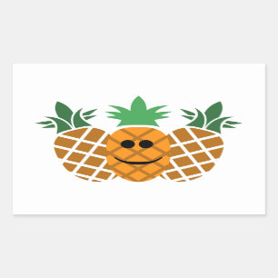 Happy Pineappel-ontwerp - Klassieke ronde sticker, Rechthoekige Sticker