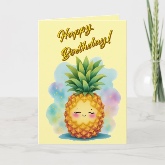 Happy Pineapple Birthday Kaart (Voorkant)