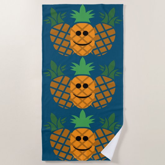 Happy Pineapple Design - Beach Towel Strandlaken (Voorkant)