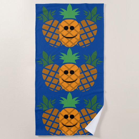 Happy Pineapple Design - Beach Towel Strandlaken (Voorkant)