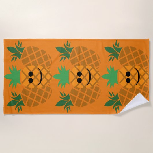 Happy Pineapple Design - Beach Towel Strandlaken (Voorkant)