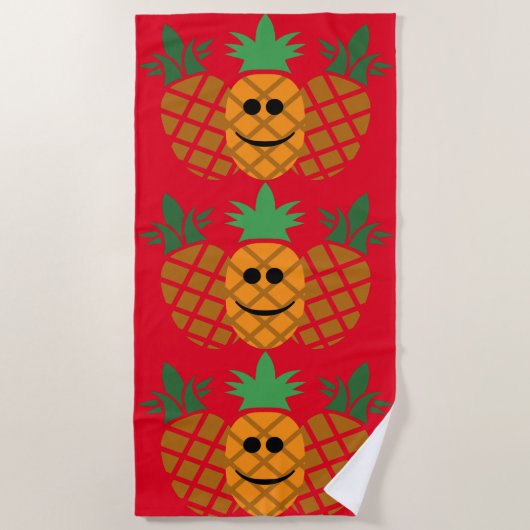 Happy Pineapple Design - Beach Towel Strandlaken (Voorkant)