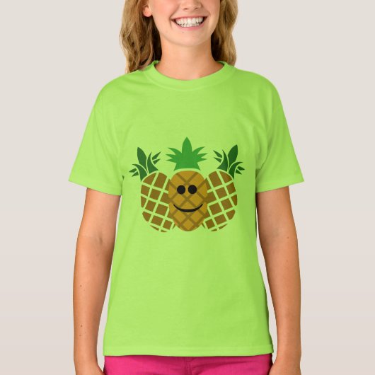 Happy Pineapple Design - Girls' Basic T-Shirt (Voorkant)