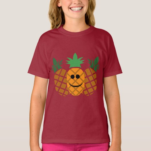 Happy Pineapple Design - Girls' Basic T-Shirt (Voorkant)