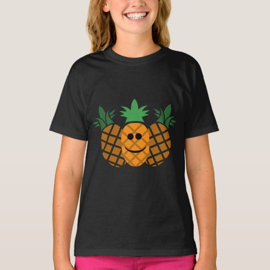 Happy Pineapple Design - Girls' Basic T-Shirt (Voorkant)