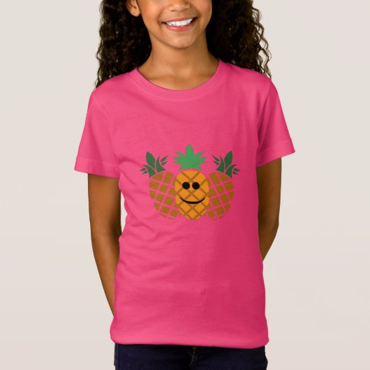Happy Pineapple Design - Girls' Fine Jersey T-Shir T-shirt (Voorkant)