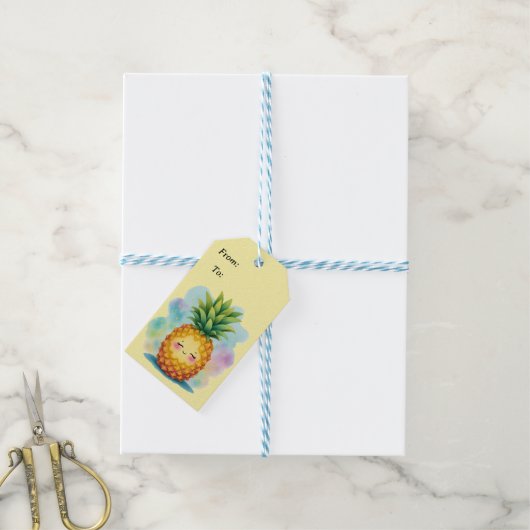 Happy Pineapple Gift Tag Cadeaulabel (Met Touw)