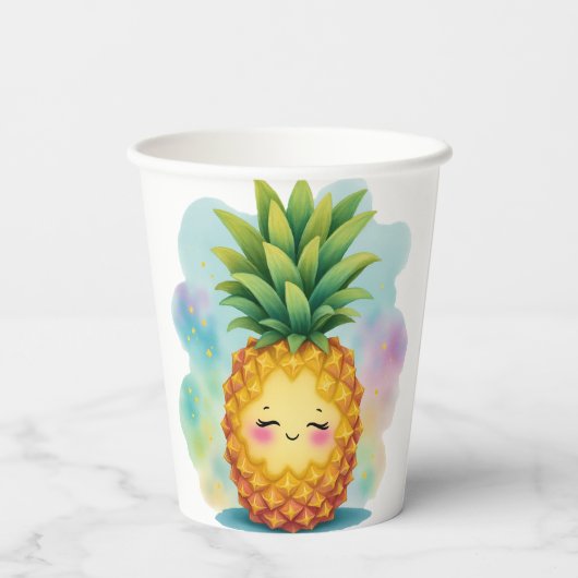 Happy Pineapple Paper Cups Papieren Bekers (Achterkant)
