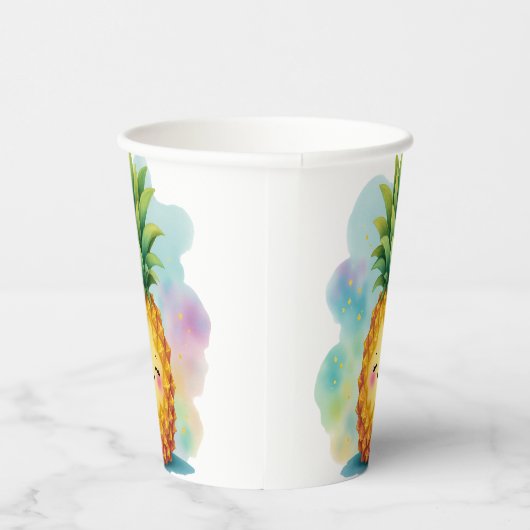 Happy Pineapple Paper Cups Papieren Bekers (Rechts)