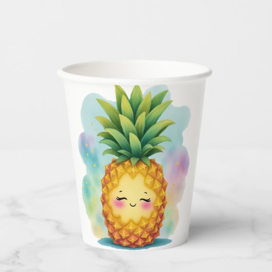 Happy Pineapple Paper Cups Papieren Bekers (Voorkant)
