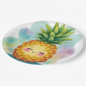 Happy Pineapple Paper Plates Papieren Bordje (Gekanteld)