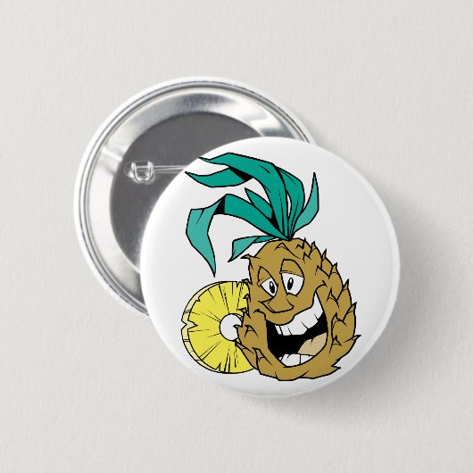 Happy Pineapple Ronde Button 5,7 Cm (Voorkant /achterkant)