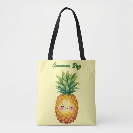Happy Pineapple Summer Canvas tas (Voorkant)