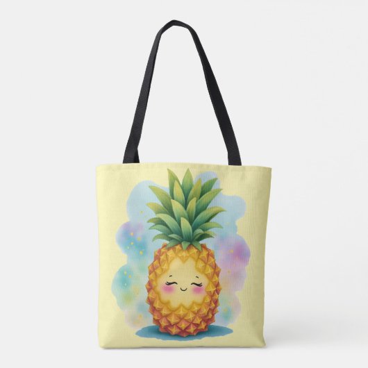 Happy Pineapple Summer Canvas tas (Achterkant)